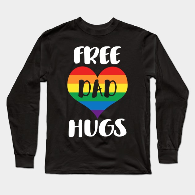 Free Dad Hugs - White Text Long Sleeve T-Shirt by SandiTyche